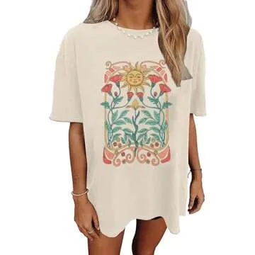 Wildflowers Shirt for Women Oversized Vintage Floral T Shirts Inspirational Graphic Tees Summer Casu...