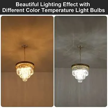 AXILIXI Gold Crystal Chandelier - Dimmable Ceiling Fixture