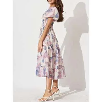 Sissyaki Boho Floral Print Midi Dress – Perfect for Summer
