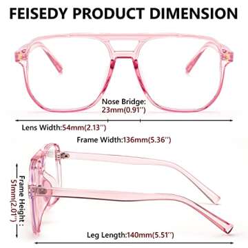 FEISEDY Blue Light Blocking Glasses Fake Nerd Clear Square Computer Lightweight Pilot Glasses Frame Oversized B2866