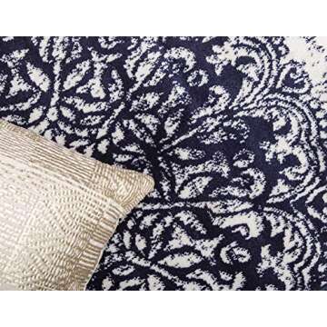 Unique Loom Sofia Collection Area Rug - Grand (2' x 6' 7" Runner, Navy Blue/ Ivory)