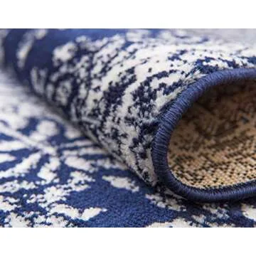 Unique Loom Sofia Collection Area Rug - Grand (2' x 6' 7" Runner, Navy Blue/ Ivory)