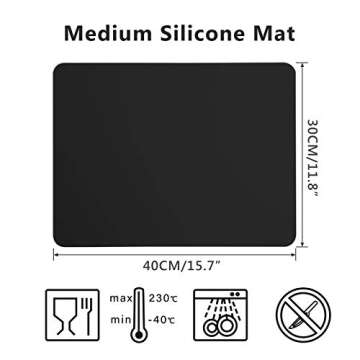 Gartful Silicone Sheets for Crafts, 3PCS Resin Jewelry Casting Molds Mats, Multipurpose Table Cover Placemat, Counter Top Protector Pad, Nonskid Nonstick, Black(15.7 x 11.8 inches)