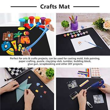 Gartful Silicone Sheets for Crafts, 3PCS Resin Jewelry Casting Molds Mats, Multipurpose Table Cover Placemat, Counter Top Protector Pad, Nonskid Nonstick, Black(15.7 x 11.8 inches)