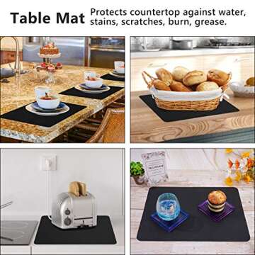 Gartful Silicone Sheets for Crafts, 3PCS Resin Jewelry Casting Molds Mats, Multipurpose Table Cover Placemat, Counter Top Protector Pad, Nonskid Nonstick, Black(15.7 x 11.8 inches)