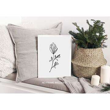 Botanical Plant Wall Art Prints, Minimalist Wall Art, Black and White Wall Art, Plant Wall Decor, Bathroom Wall Decor, Kitchen Wall Decor (Set of 6, 8X10in, Unframed)