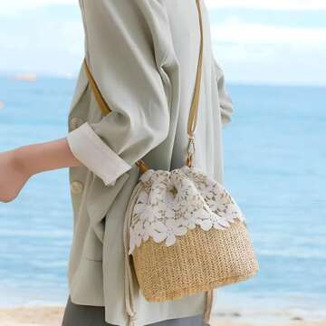 Chic Bamboo Beach Purse - Handmade Straw Crossbody Bag