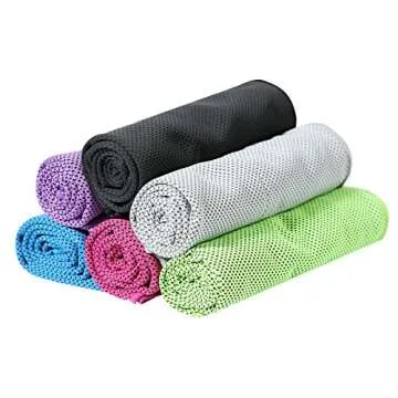 Cooling Towel [6 Pack] Microfiber Towel Fast Drying - Super Absorbent - Ultra Compact Cooling Towel Sports, Workout, Fitness, Gym, Yoga, Pilates, Travel, Camping & More