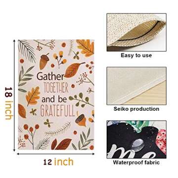 JYNHOOR Waterproof Double Sided Fall Thanksgiving Garden Flag for Yard Outdoor Décor- Autumn Harvest Maple Leaves/Acorn/Berry/Burlap Decorative Flag,12x18 Inch