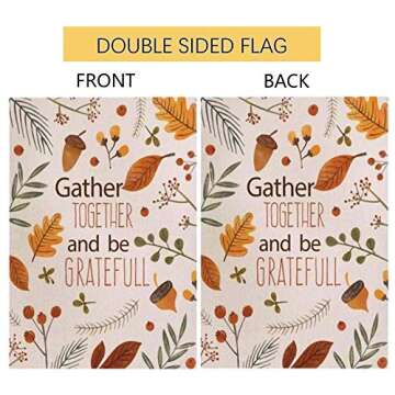 JYNHOOR Waterproof Double Sided Fall Thanksgiving Garden Flag for Yard Outdoor Décor- Autumn Harvest Maple Leaves/Acorn/Berry/Burlap Decorative Flag,12x18 Inch