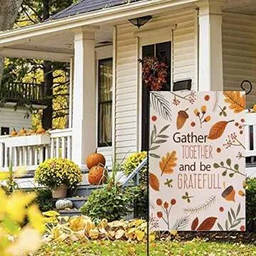 Fall Thanksgiving Garden Flag - JYNHOOR Waterproof Outdoor Decor