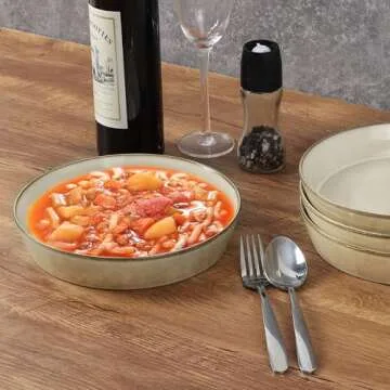 HaWare Pasta Bowls Set of 4, 34oz Salad Plates for Home Kitchen, Stackable Large Wide Ceramic Bowls for Serving Dinner, Microwave & Dishwasher Safe, Reactive Khaki