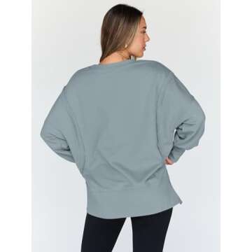 Trendy Queen Womens Oversized Sweatshirts Hoodies Crewneck Shirts Fall Outfits Teen Girls Y2k Winter Clothes GreyGreen M