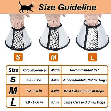 Vivifying Cat Cone, Adjustable Recovery Pet Cone, 8.1 Inches Lightweight Plastic Elizabethan Collar for Cats, Mini Dogs and Rabbits (Black)