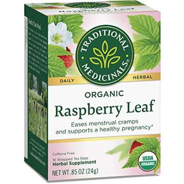 Traditional Medicinals Tea, Organic Raspberry Leaf, Eases Menstrual Cramps, Supports a Healthy Pregnancy, 16 Tea Bags