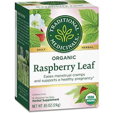 Traditional Medicinals Tea, Organic Raspberry Leaf, Eases Menstrual Cramps, Supports a Healthy Pregnancy, 16 Tea Bags