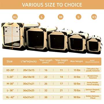 Pettycare 20 Inch Collapsible Dog Crate for Small Dogs, 4-Door Foldable Soft Dog Kennel with Chew Proof Mesh Windows, Indoor & Outdoor Travel Dog Crate, Soft Side Dog Crate,Beige