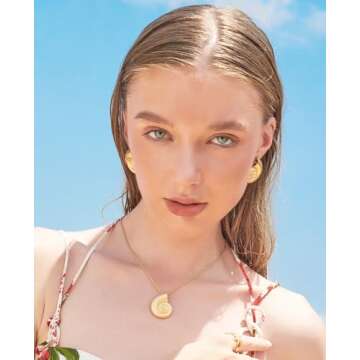 ENSKEFEN Matte Gold Conch Shell Earrings for Women Sea Shell Stud Earrings Bohemian Sea Snail Earrings Boho Ocean Shell Conch Earrings Gold Earrings Beach Earrings Summer Jewelry