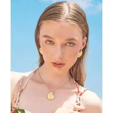 ENSKEFEN Matte Gold Conch Shell Earrings for Women Sea Shell Stud Earrings Bohemian Sea Snail Earrings Boho Ocean Shell Conch Earrings Gold Earrings Beach Earrings Summer Jewelry