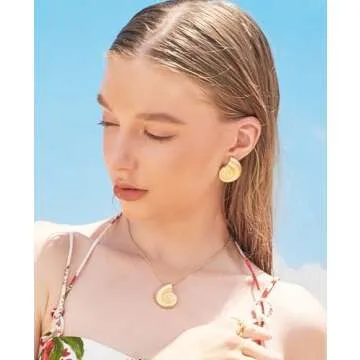 ENSKEFEN Matte Gold Conch Shell Earrings for Women Sea Shell Stud Earrings Bohemian Sea Snail Earrings Boho Ocean Shell Conch Earrings Gold Earrings Beach Earrings Summer Jewelry