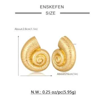ENSKEFEN Matte Gold Conch Shell Earrings for Women Sea Shell Stud Earrings Bohemian Sea Snail Earrings Boho Ocean Shell Conch Earrings Gold Earrings Beach Earrings Summer Jewelry