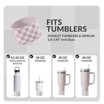 REUZBL Checker Silicone Bottle Boot Sleeve for Stanley Tumblers 20-40oz, Hydro Flask Tumblers, Simpl...