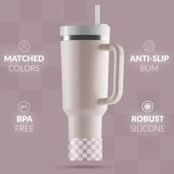 REUZBL Checker Silicone Bottle Boot Sleeve for Stanley Tumblers 20-40oz, Hydro Flask Tumblers, Simple Modern Tumblers, Iron Flask Tumbler, Similar Tumblers, Tumbler Water Bottle Accessory