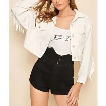 Stylish CHARTOU Denim Tassel Jacket for Women