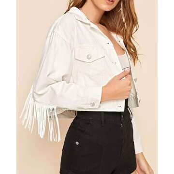 Stylish CHARTOU Denim Tassel Jacket for Women