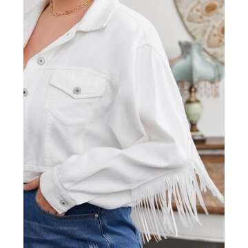 Stylish CHARTOU Denim Tassel Jacket for Women