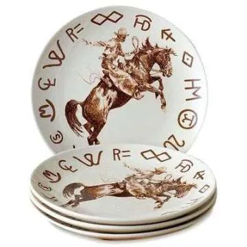 Cowboy Living Broncs & Brands Dinnerware Set - 12 Piece Set