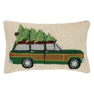 Peking Handicraft Holiday Tree Haul Hook Pillow, Green
