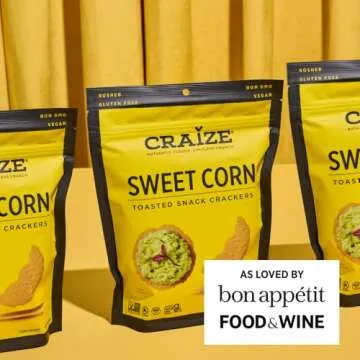 Craize Sweet Corn Crisps | Gluten Free, Vegan, Kosher, Toasted Corn Crackers | 3 pack, 4 oz each
