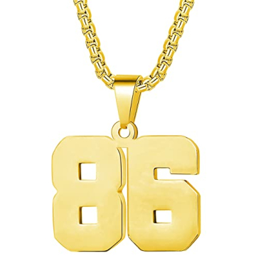 MUERDOU Number Necklace - Stainless Steel Personalized Sports Jewelry for Men
