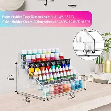 ARFETIGO 6 Layer Acrylic Paint Organizer & Brush Holder Snap-on Design Easy Assembly Paint Storage Rack for Craft Hobby Miniature Model Light Can Storage (Grey)