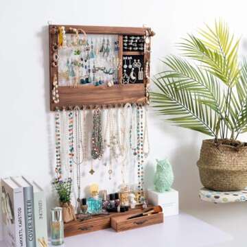 Dhmkfly Jewelry Wall Organizer - Wall Mounted Jewelry Hanger Display Rack