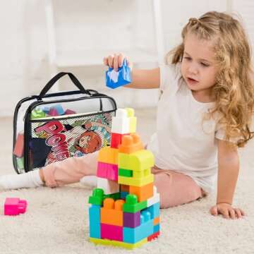 4 Packs PVC Toy Zippered Blocks, 13.3"x3" x10.4" Travel Storage Case Bags for Organizing, Waterproof...