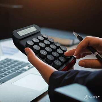 CLAKULATOR Desktop Calculator Mechanical Switch Office - Audible Clicks Calc for Work Desk School Supplies Home Handheld Portable Standard Basic Function w/Backspace Tilt LCD Display (Black/RED)