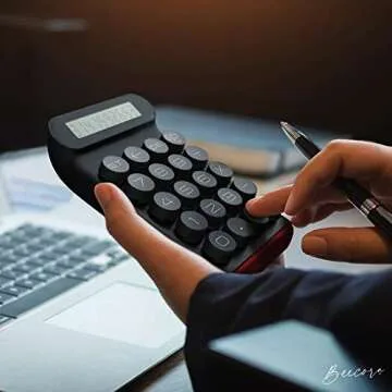 CLAKULATOR Desktop Calculator Mechanical Switch Office - Audible Clicks Calc for Work Desk School Supplies Home Handheld Portable Standard Basic Function w/Backspace Tilt LCD Display (Black/RED)