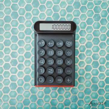 CLAKULATOR Desktop Calculator Mechanical Switch Office - Audible Clicks Calc for Work Desk School Supplies Home Handheld Portable Standard Basic Function w/Backspace Tilt LCD Display (Black/RED)