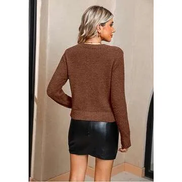 luvamia Sweater Outfits for Women 2 Pieces Travel Tops for Women Cute Pajama Pants Two Piece Outfits Fall Clothes for Women Brunette Large Fits Size 12/ Size 14