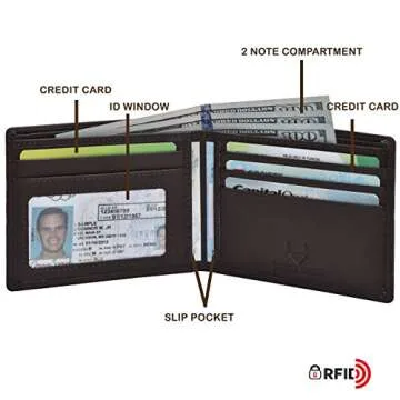 VALENCHI Men's Bifold Handmade Leather Wallet With Rfid Secure-With 4 Credit Card Slots+1 Id Slot And 2 Note Pockets (Brown Nappa)