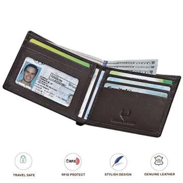 VALENCHI Men's Bifold Handmade Leather Wallet With Rfid Secure-With 4 Credit Card Slots+1 Id Slot And 2 Note Pockets (Brown Nappa)