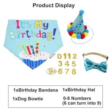 ADOGGYGO Dog Birthday Bandana Set for Celebrations