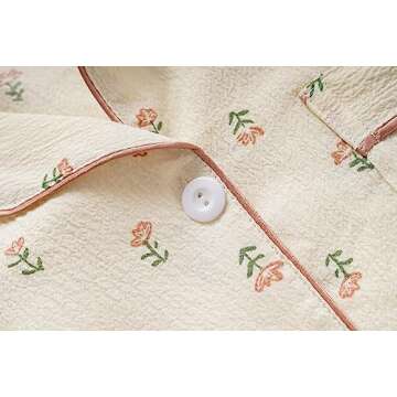 Vopmocld Big Girls Button Down Sleepwear Short Sleeve With Shorts 2PCS Pajama Sets Casual Lapel Loungewear Patterns Printed, 2PCS-Floral, 10