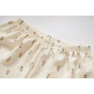 Vopmocld Big Girls Button Down Sleepwear Short Sleeve With Shorts 2PCS Pajama Sets Casual Lapel Loungewear Patterns Printed, 2PCS-Floral, 10