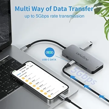 Argmao USB C Hub, 8-in-1 Dongle, USB C to USB C Data Transfer, USB-C PD3.0, 4K@30Hz HDMI, 3 USB 3.0, SD/TF Card Reader Adapter, Compatible with MacBook Air Pro, Chromebook and Other Type C Laptops