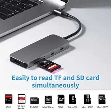 Argmao USB C Hub, 8-in-1 Dongle, USB C to USB C Data Transfer, USB-C PD3.0, 4K@30Hz HDMI, 3 USB 3.0, SD/TF Card Reader Adapter, Compatible with MacBook Air Pro, Chromebook and Other Type C Laptops