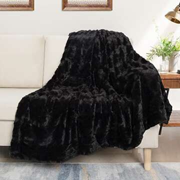 TOONOW Faux Fur Luxury Throw Blanket,Double Side Soft Fluffy Shaggy Fuzzy Blanket for Couch Sofa Bed