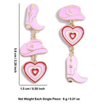 Cowboy Cowgirl Boot Hat Earrings Cute Western Earrings Gifts Women Dangle Drop Enamel Earrings Cosas Vaqueras Para Mujer